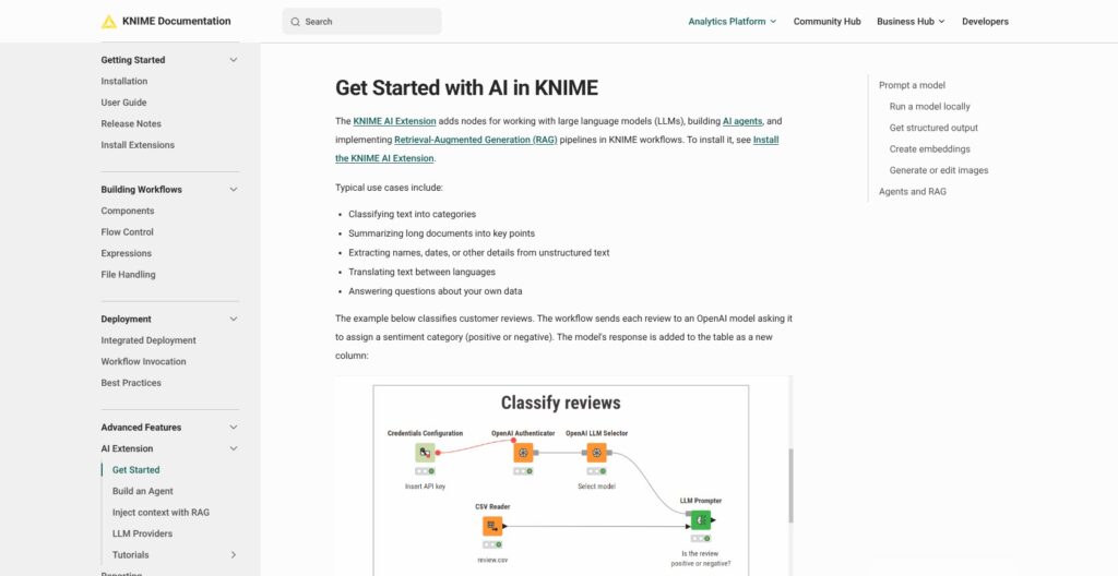 KNIME AI documentation overview, October 2026
