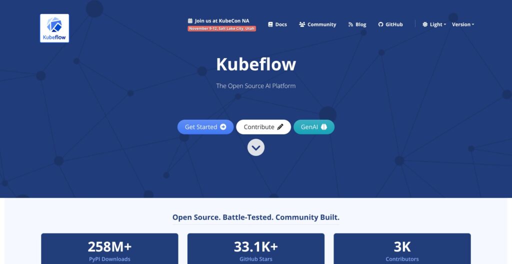 Kubeflow homepage, October 2026