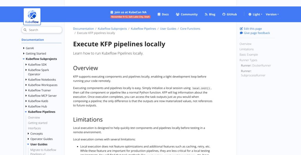 Kubeflow Pipelines local execution guide, October 2026