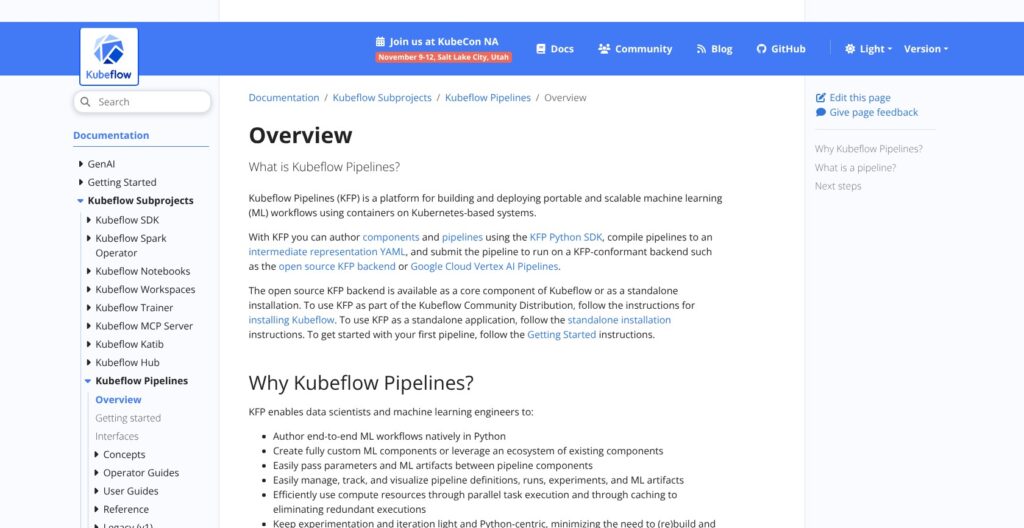 Kubeflow Pipelines overview, October 2026