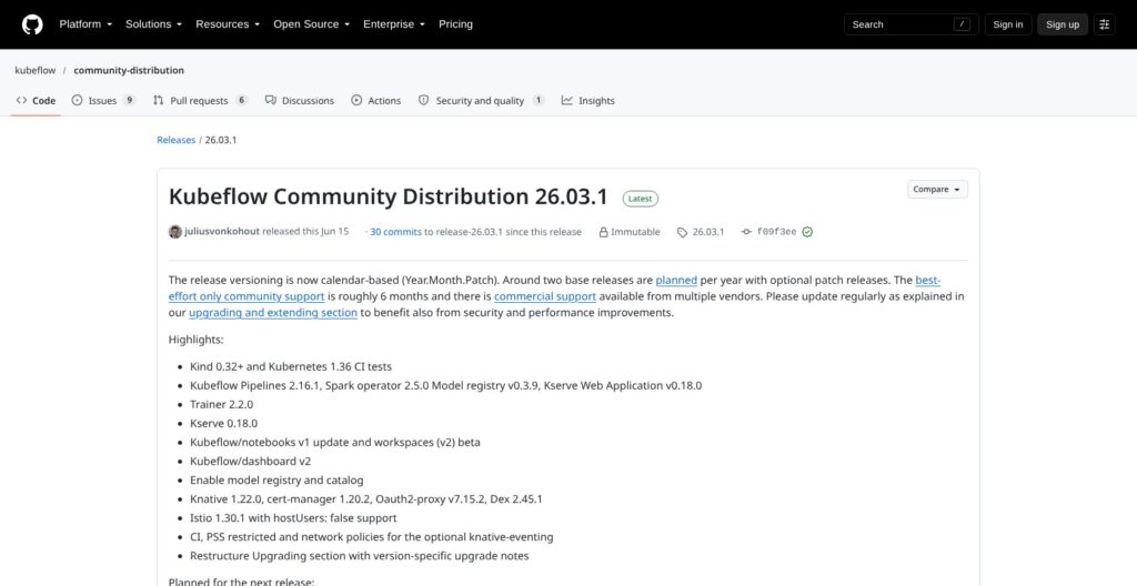 Kubeflow 26.03.1 release notes, October 2026