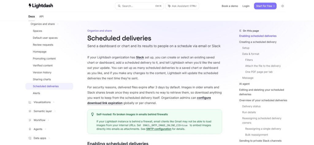 Lightdash scheduled deliveries guide, October 2026
