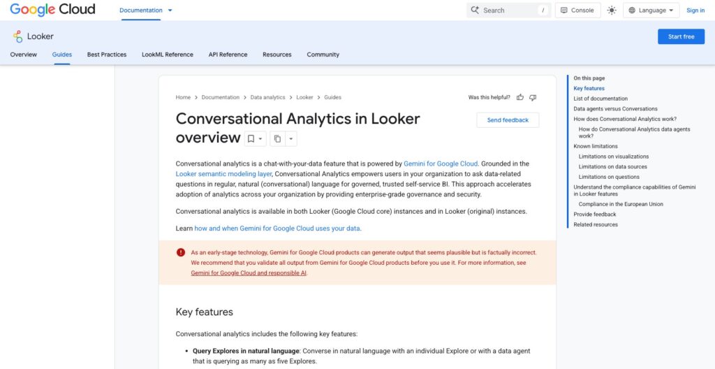 Conversational Analytics in Looker overview, October 2026