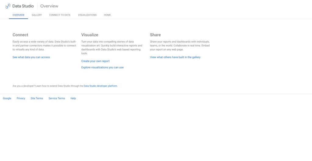 Looker Studio (Data Studio) homepage, October 2026