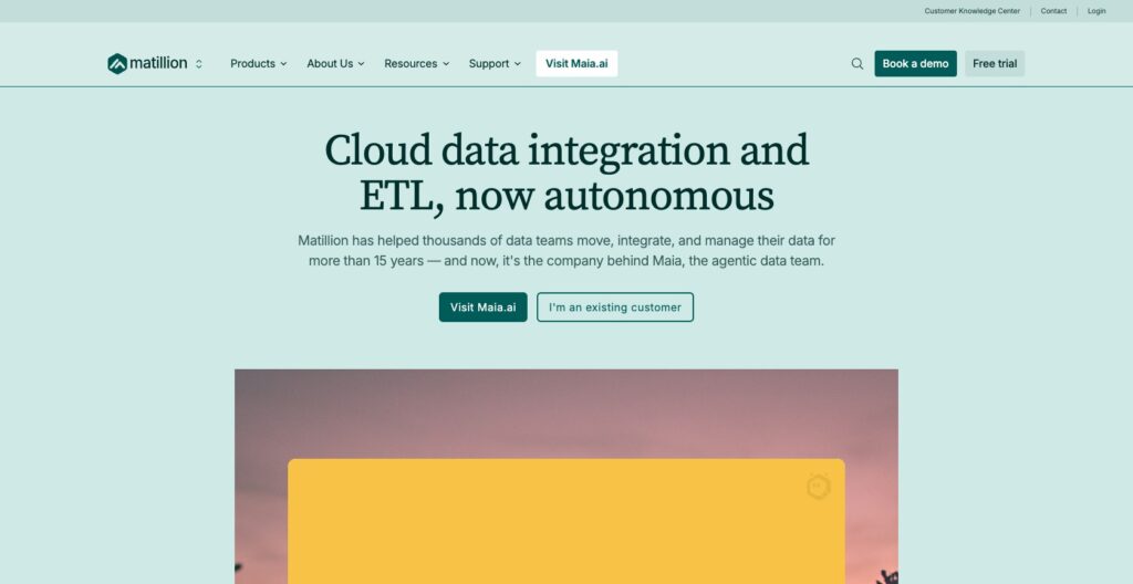 Matillion homepage, October 2026