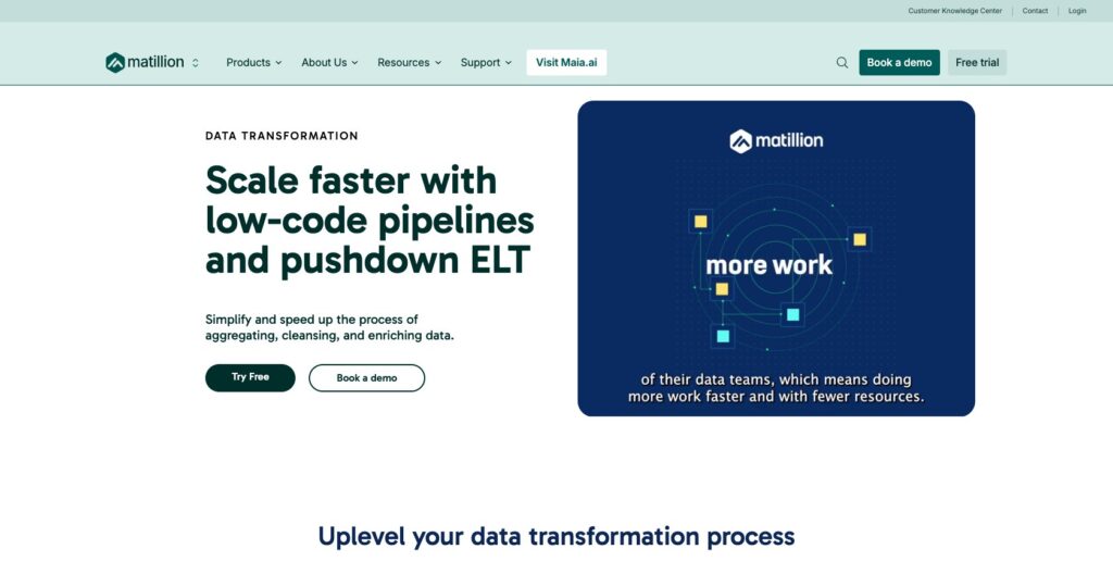 Matillion Transform product page, October 2026