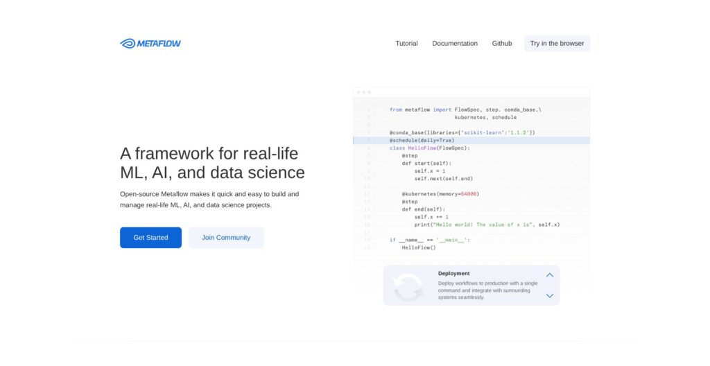 Metaflow homepage, October 2026