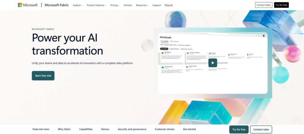 Microsoft Fabric homepage, October 2026