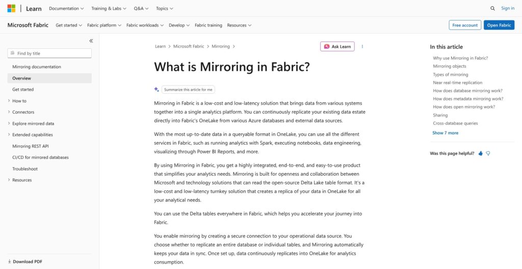 Microsoft Fabric mirroring overview, October 2026