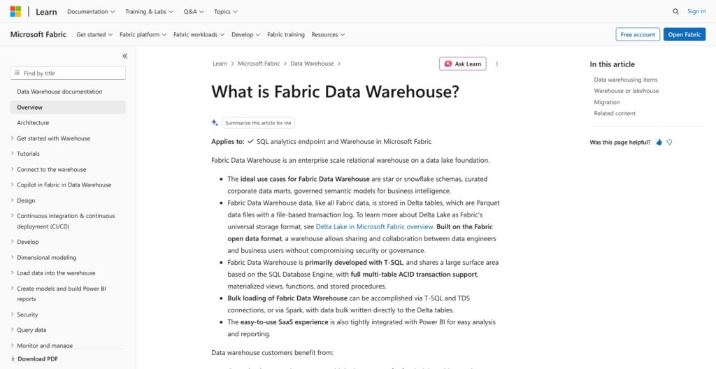 Microsoft Fabric Data Warehouse overview, October 2026