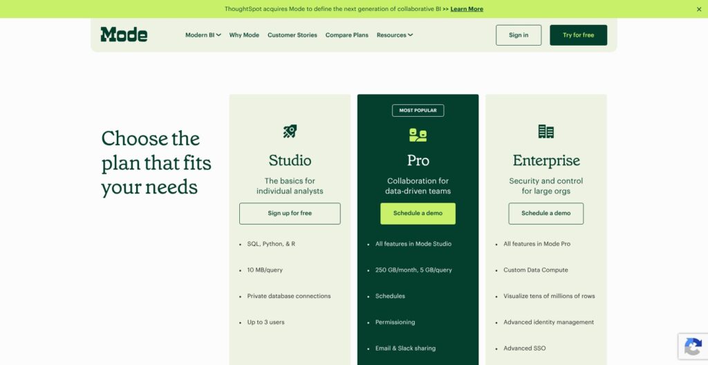 Mode compare plans page, October 2026