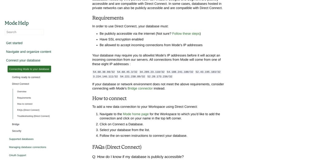 Mode Direct Connect documentation, October 2026