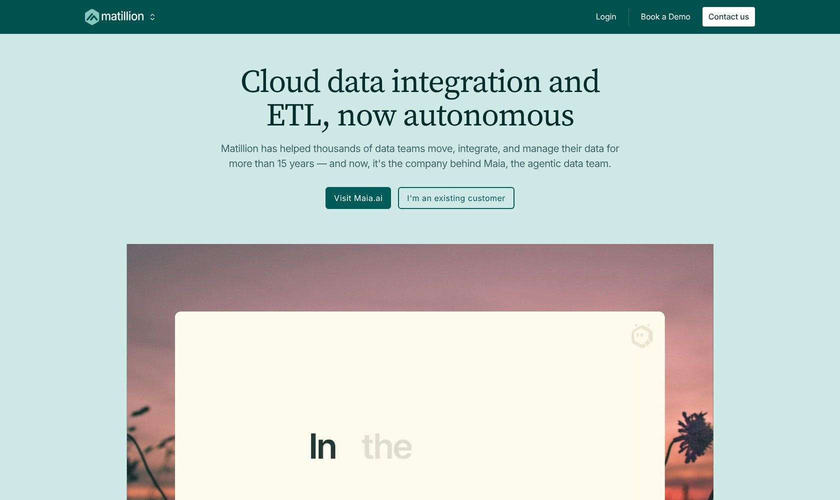Matillion homepage introducing its data platform