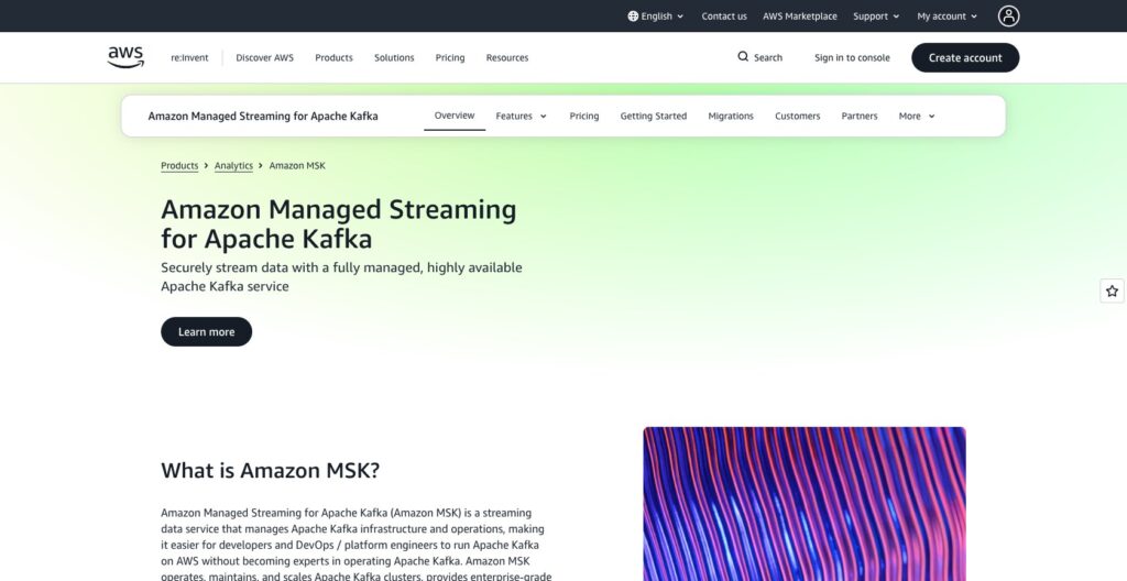 Amazon MSK homepage, October 2026