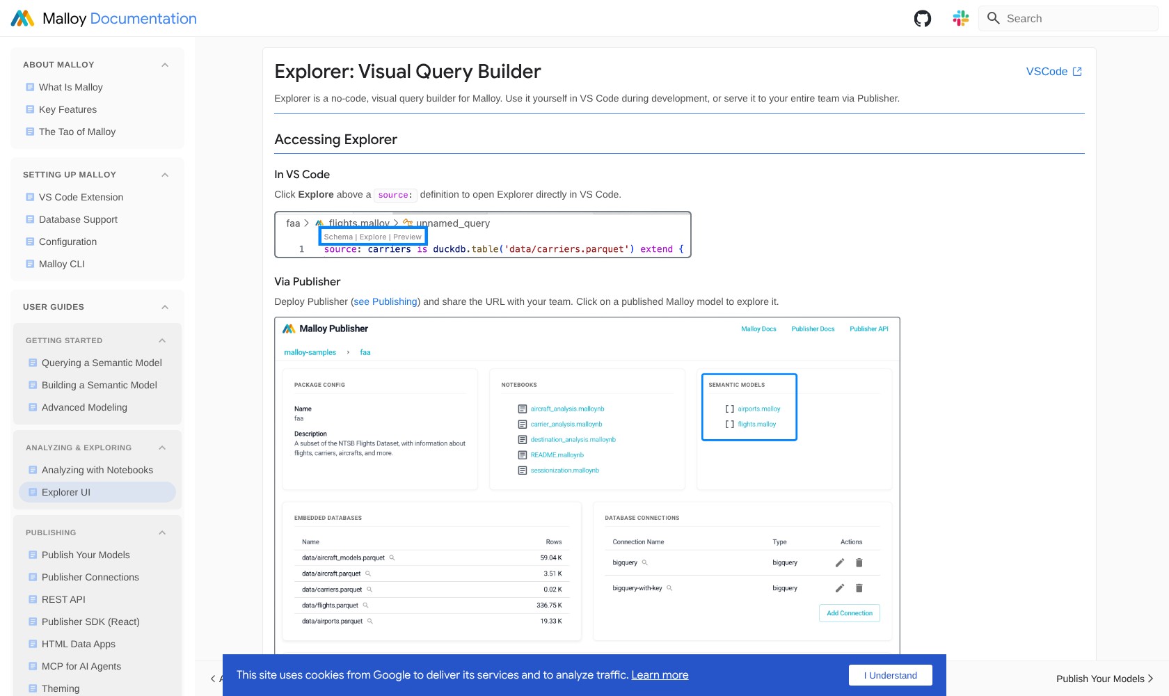 Malloy Explorer visual query builder documentation