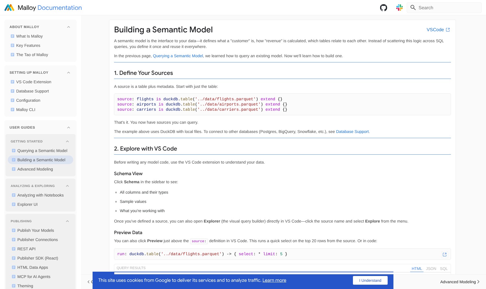 Malloy modeling quickstart documentation