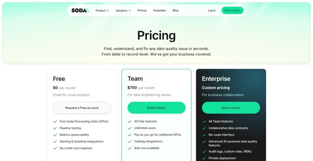 Soda pricing page, October 2026