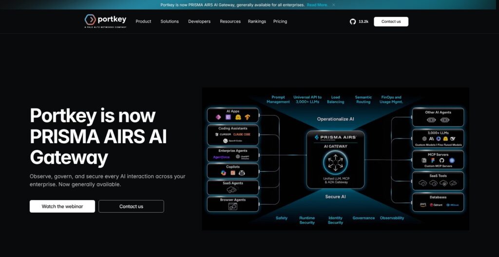 Portkey homepage, October 2026