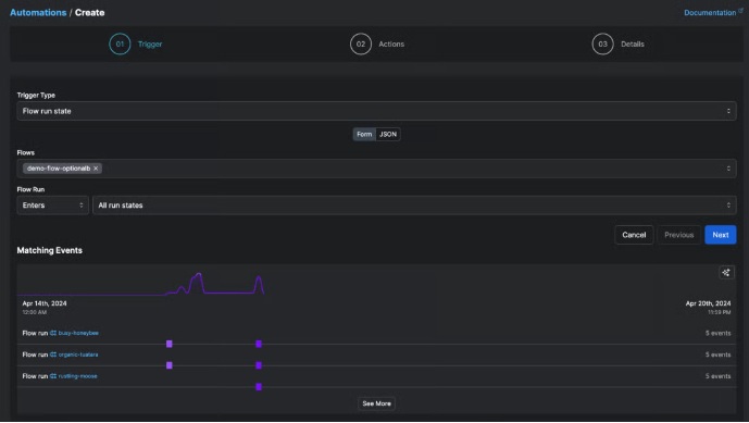 Prefect Cloud automation trigger configuration in official documentation