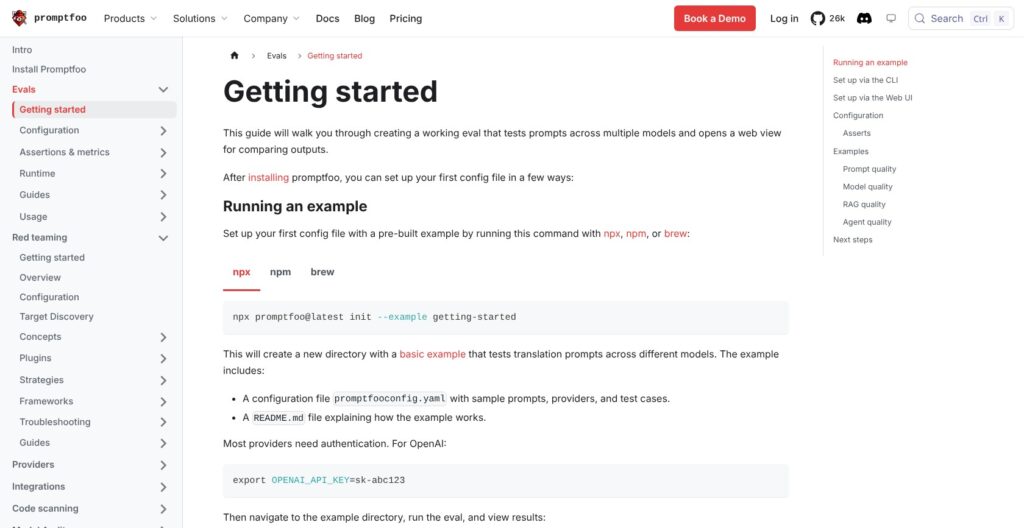Promptfoo getting started guide, October 2026