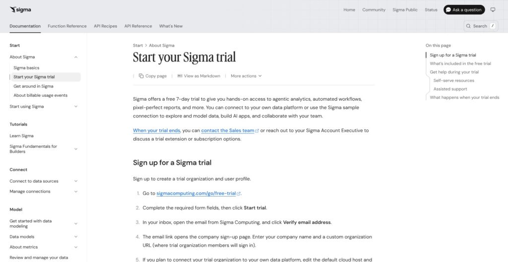 Sigma free trial setup guide, October 2026