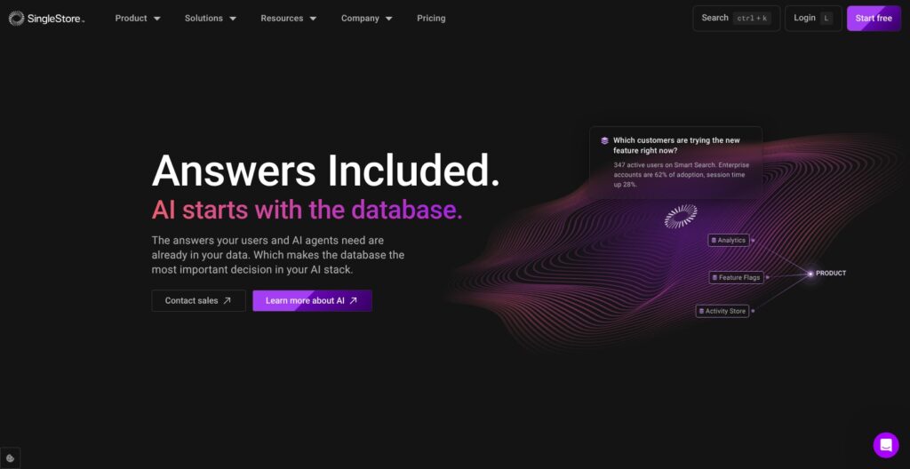 SingleStore homepage, October 2026