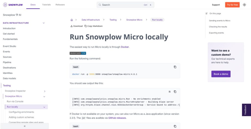 Snowplow Micro local testing documentation, October 2026