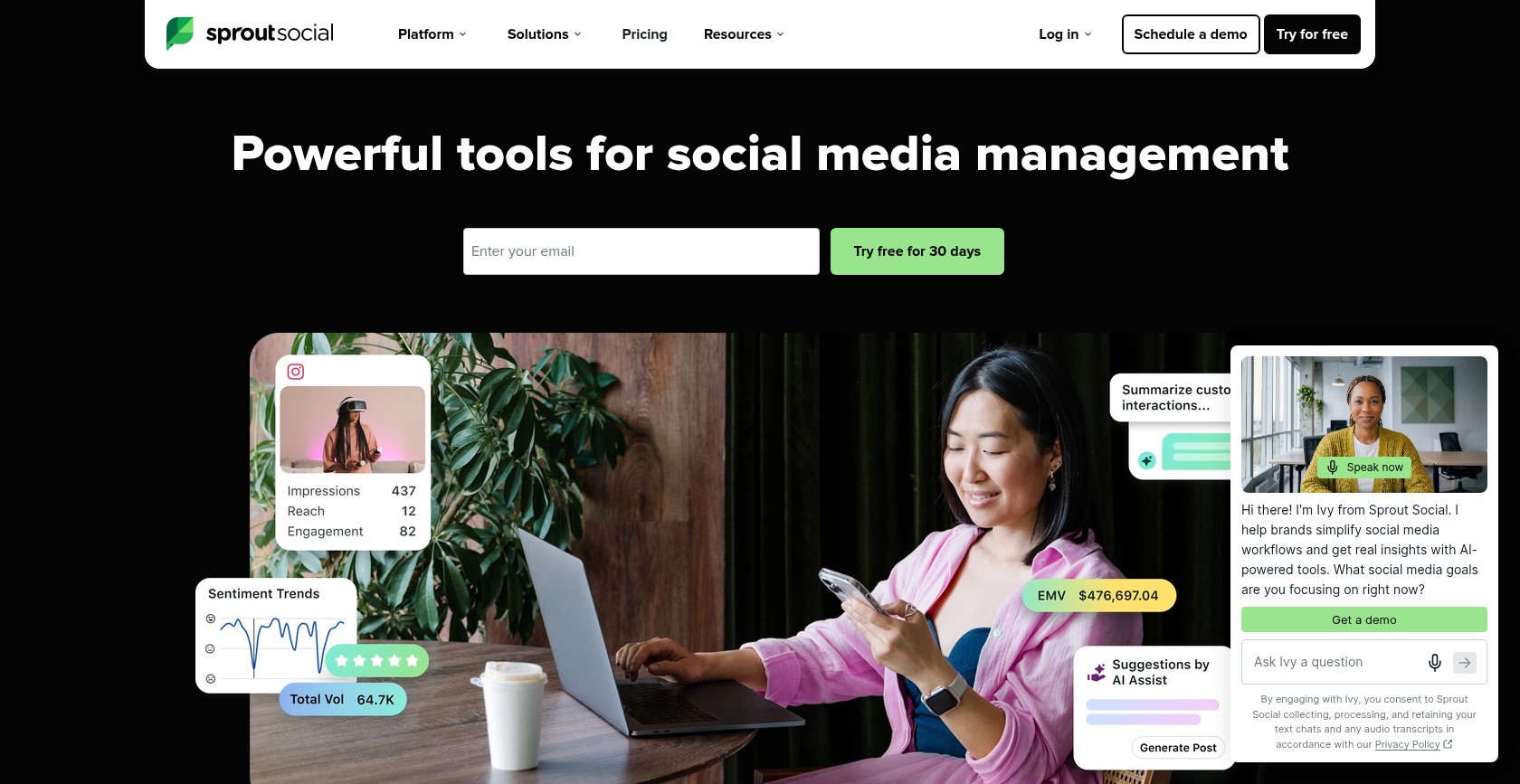 Sprout Social homepage, October 2026