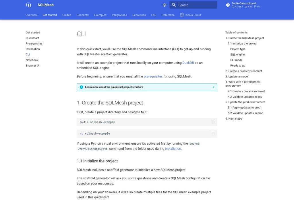 SQLMesh command-line quickstart documentation