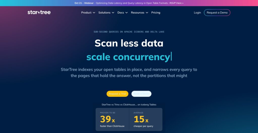 StarTree homepage, October 2026