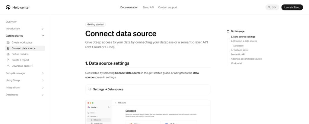 Steep connect data source help page, October 2026