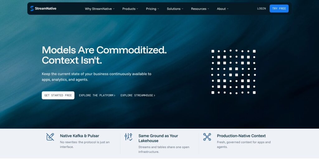 StreamNative homepage, October 2026