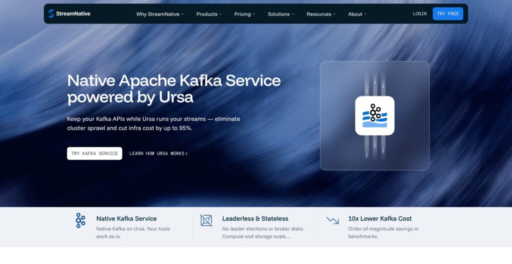 StreamNative native Apache Kafka service page, October 2026