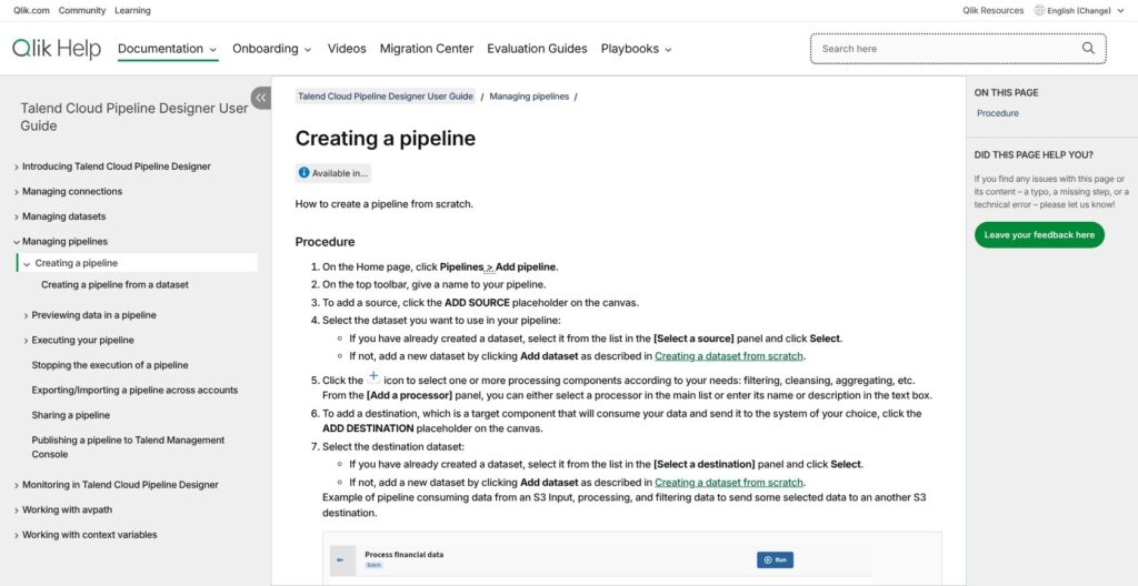 Talend Pipeline Designer create-pipeline guide, October 2026