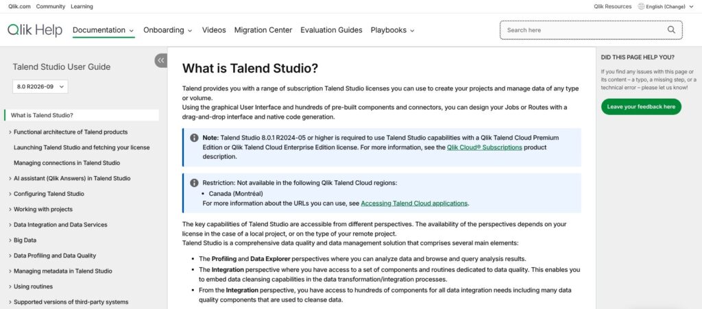 Talend Studio user guide 8.0 R2026-09, October 2026