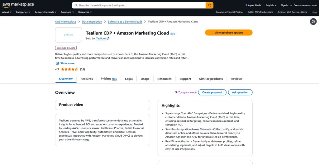 Tealium CDP AWS Marketplace listing, October 2026