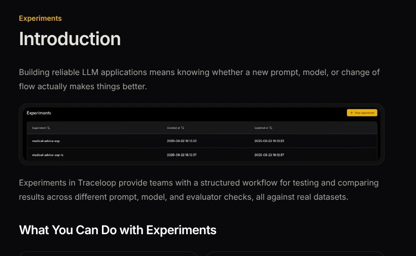 Traceloop experiments documentation, October 2026