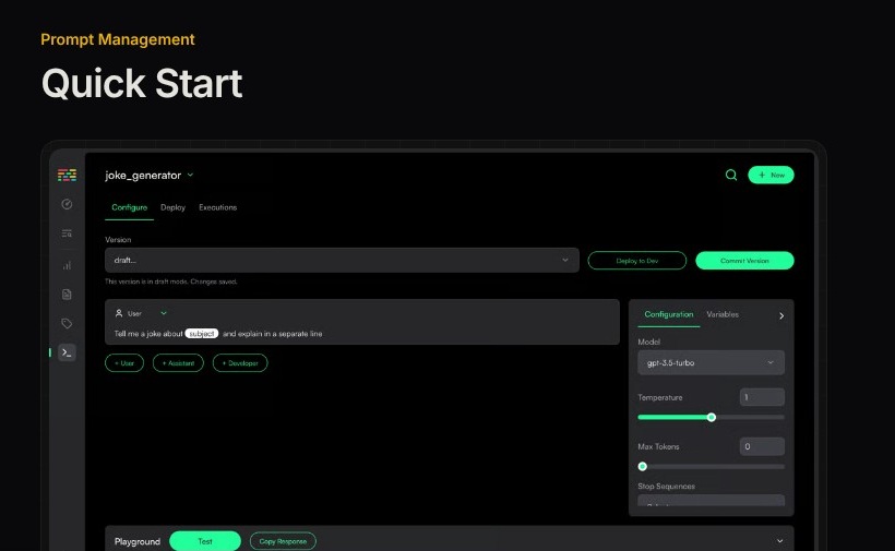 Traceloop prompt management quickstart, October 2026