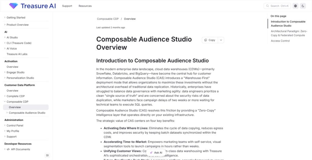 Treasure Data Composable CDP documentation, October 2026