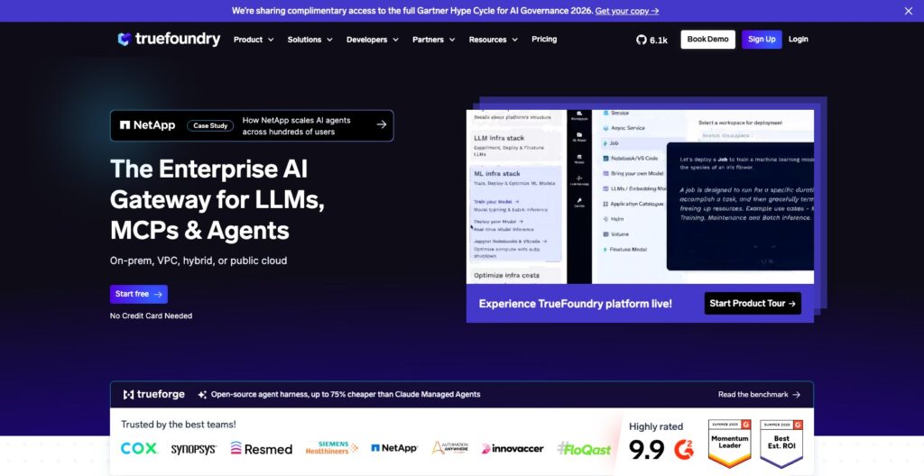 TrueFoundry homepage, October 2026