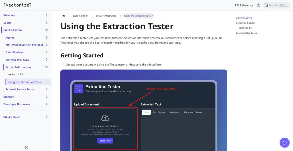Vectorize extraction tester guide, October 2026
