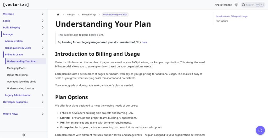 Vectorize RAG plan documentation, October 2026