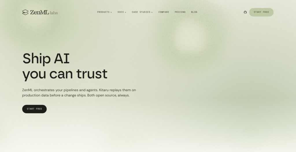 ZenML homepage, October 2026