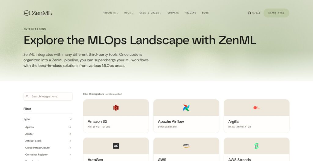ZenML integrations catalog, October 2026